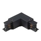 Conector exterior en forma de L para iluminación sobre carril trifásica, negro, Pro