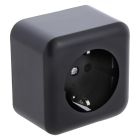 Base de enchufe de superficie Q-Link, 1 unidad, con protección para niños y contacto de puesta a tierra, negro