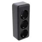 Zócalo de superficie Q-Link, 3 vías, con protección para niños y contacto de puesta a tierra, negro