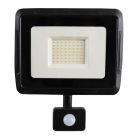 Foco proyector con sensor de aluminio negro, Miro, 50W, 3000K LED, IP65