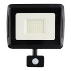 Foco proyector con sensor de aluminio negro, Miro, 50W, 6000K LED, IP65