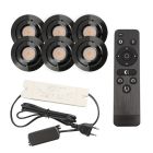 6 focos empotrables orientables para porche Rona, IP44, con set de conexión y mando a distancia, negro