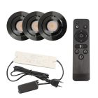 3 focos empotrables orientables para porche Rona, IP44, con set de conexión y mando a distancia, negro