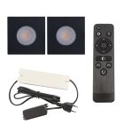 2 focos empotrables cuadrados negros para porche Dico, IP65, con set de conexión y mando a distancia