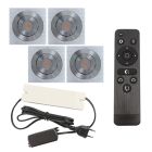 4 focos empotrables orientables para porche Rona cuadrado, IP44, con set de conexión y mando a distancia, cromo