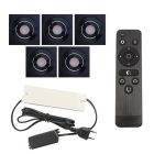 5 focos empotrables orientables para porche Rona cuadrado, IP44, con set de conexión y mando a distancia, negro