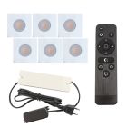 6 focos empotrables cuadrados blancos para porche Dico, IP65, con set de conexión y mando a distancia