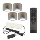 4 apliques de techo redondos cromados para porche Vasso, IP44, con set de conexión y mando a distancia