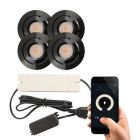 4 focos empotrables inteligentes orientables para porche Rona, IP44, con set de conexión, negro