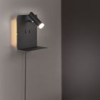 Aplique diseño negro, Ricciolo, 3W, 3000K LED, con interruptor