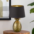 Lámpara de mesa de cerámica dorada, Monsted, con interruptor