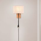 Aplique de madera blanco, Fransien, con interruptor