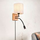 Aplique de madera blanco, Fransien, con interruptor