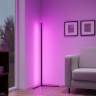 Lámpara de pie moderna negra, Erdal, 10W, RGB LED, con mando a distancia