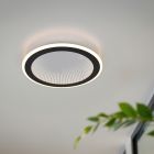 Lámpara de techo moderna negra, Gunda, 21,5W, ajustable entre luz blanco cálido y frío LED, con mando a distancia
