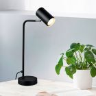 Lámpara de mesa moderna negra, Kaso, con interruptor