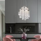 Lámpara de araña diseño cromada, Sjon, 30W, ajustable entre luz blanco cálido y frío LED, regulable en 3 pasos