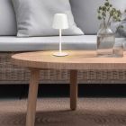 Lámpara de mesa recargable de metal blanca, Priya, 1,6W, ajustable entre luz blanco cálido y frío LED, regulable en 3 pasos