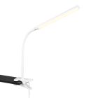 Lámpara de pinza moderna blanca, Rommert, 5W, ajustable entre luz blanco cálido y frío LED, con regulador táctil