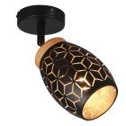 Foco de pared moderno negro, Delana, con interruptor