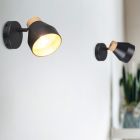 Foco de pared moderno negro, Riette, con interruptor