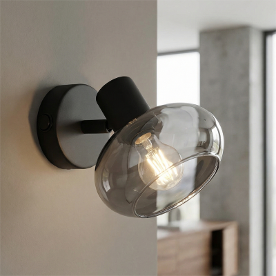 Foco de pared negro diseño, Skip, con interruptor
