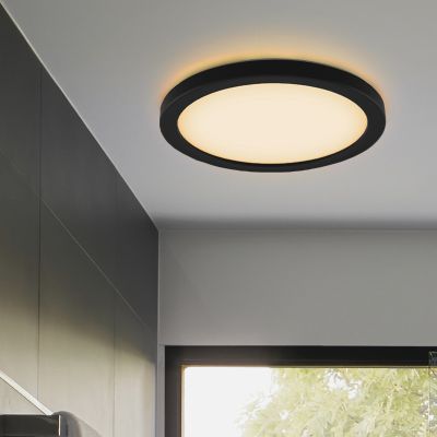 Lámpara de techo baño negra de plástico, Shivani, 15W, 3000K LED, IP44