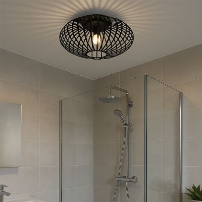 Lámpara de techo baño negra industrial, Lieve, IP44