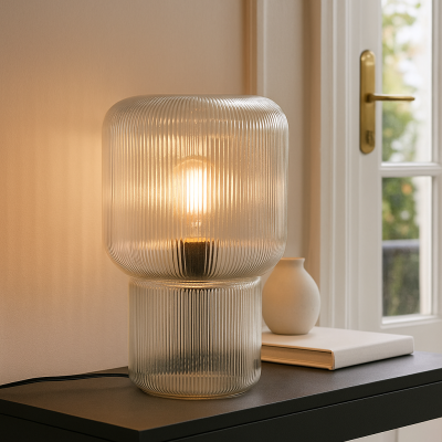 Lámpara de mesa transparente diseño, Chelsea, con interruptor