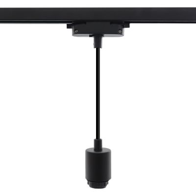 Foco de carril monofásico negro de plástico,