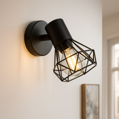 Foco de pared negro industrial, Jaylano