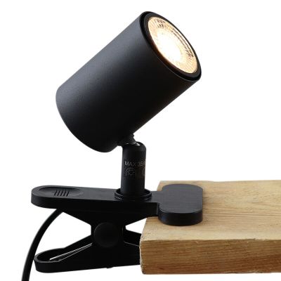 Foco pinza negro moderno, Elena, con interruptor