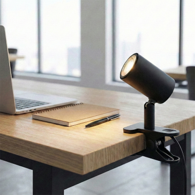 Foco pinza negro moderno, Elena, con interruptor