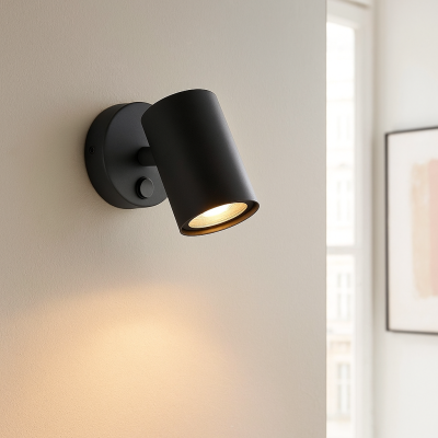 Foco de pared negro moderno, Elena, con interruptor