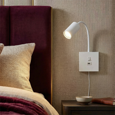 Foco de pared blanco moderno, Tibor, con interruptor