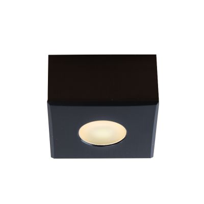 Aplique de techo cuadrado negro para porche Fredo, IP44, regulable