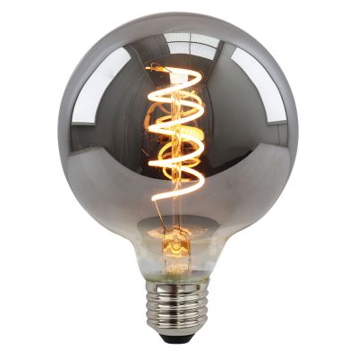 E27 LED bombilla regulable, Tuelo, G95, 4w, vidrio humo, 2200K