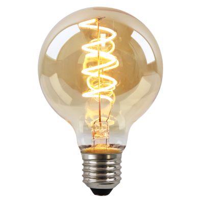 Olucia bombilla LED filamento E27 regulable Tuelo, ámbar, G80, 4W, 2200K