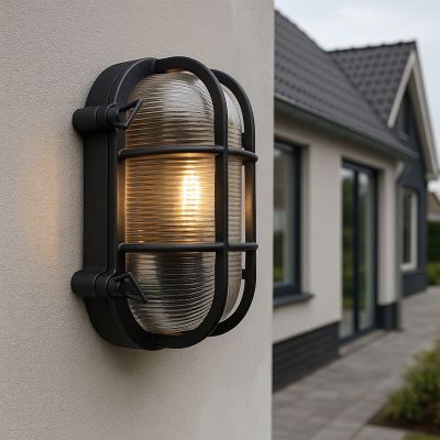 Lámpara exterior negra industrial, Luce, IP44