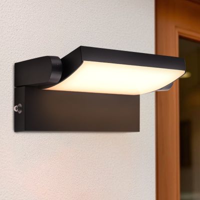 Aplique exterior con sensor crepuscular negro moderno, Alet, 12,5W, 3000K LED, IP54