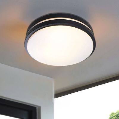 Lámpara de techo exterior con sensor de movimiento negra de plástico, James, IP44
