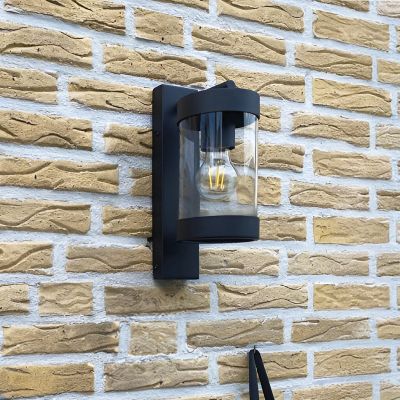 Aplique exterior con sensor crepuscular negro moderno, Musa, IP44