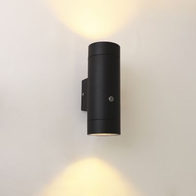 Aplique exterior con sensor crepuscular negro moderno, Marcos, IP44