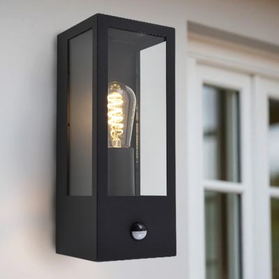 Aplique exterior con sensor de movimiento negro moderno, Senne, IP44