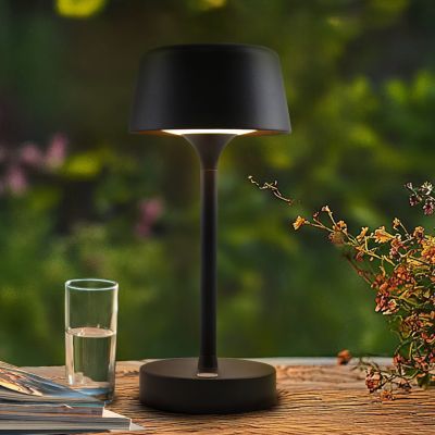 Lámpara de mesa exterior negra moderna, Emily, 3W, 3000K LED, IP44, regulable en 3 pasos