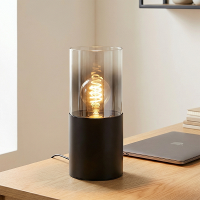 Lámpara de mesa negra moderna, Huy, con interruptor