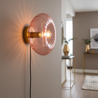 Aplique rosa retro, Diane, con interruptor