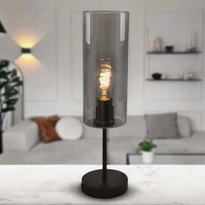 Lámpara de mesa gris moderna, Gaya, con interruptor