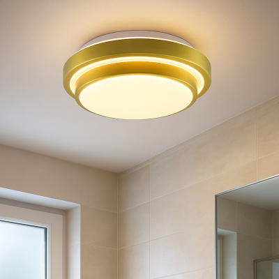 Lámpara de techo baño dorada moderna, Jaro, 12W, 3000K LED, IP44