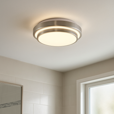 Lámpara de techo baño níquel moderna, Jaro, 12W, 3000K LED, IP44